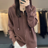 Wool Blended 2026 Autumn And Winter New Women's Short Zipper Open-Shirt Loose Large Knitted Hoodie
