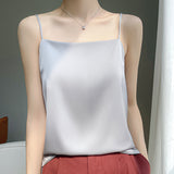 Silk Satin 2026 Spring And Summer Women's New Short-Term Repair Collar Sleeveless Temperament With A Sleeve Sling Vest