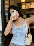 Pure Desire Gentle Bm Wind Lace Side Bow Lady Sling Vest In Summer To Put On The Bottom Of The Small Coat Wear