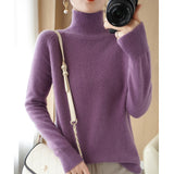 Wool Blended 2026 Autumn And Winter New Women's Loose High-Collar High-Necked Short-Colored Shoulder Thick Sweater Bottom Knitted Shirt