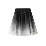 Summer Net Yarn Short Skirt Women's A-Shaped Skirt With Color Half-Dress Skirt Thin Gradient Fairy Ponpong Skirt 1365