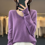 First-Line Ready-Sheed Seamless 100% Pure Wool 2026 Autumn And Winter New Short V-Neck Knitted Bottom Sweater