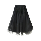 Net Yarn Dress Girl Spring New Nail Bead Irregular High Waist Front And Reverse Two Sides Wear Medium Long Yarn Skirt 2002