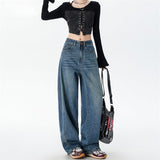 Broad-Legged Scissor Jeans Women 2025 Autumn And Winter Trend With The New High-Rise Loose Thin Sleek Trousers