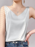 Silk Satin Double-Sedged Women's Vest 2026 Spring And Summer New Self-Repair V-Neck Short Temperament On The Top