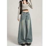 Vintage A Version Of Broad-Legged Jeans Women 2026 Spring New High-Rise Slim Loose Moist Tug Trousers