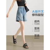 Open-Fork Denim Shorts Women Summer 2026 Thin New High-Waist A Word Loose Small Irregular Shorts