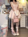 Gentle Sweet Flowers Small Flying Sleeve Dress Summer New Design Temperament To Waist Princess Ponum Short Skirt