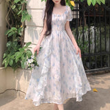 Large-Size French Gentle Fairy Floral Collar Dress Women Summer Fat Mm Waist Thin Temperament Elegant Dress