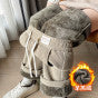 Plus Velvet Thick Lamb Velvet New Lindruffs Velvet Broad-Legged Women Autumn And Winter Northeast Special Thick Snow Trousers Women