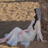 Xinjiang Dunhuang Desert Tourism Photo Wearing Women's Exotic Style Northwest Retro Hooded Dress Set