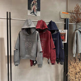 Thirteen Lines Of High-Quality Korean Version Of Loose Long-Sleeved Hooded Jacket Women's Letter Embroidery Spliced Striped Sleeves On The Top