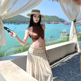 Great Northwest Desert Tourism Wearing A Word Half Dress Dress Dress Hanging Neck Top Hot Girl Seaside Vacation Two Sets