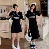 Large-Size Fatmm2025 Summer Women's Skirt Small Sleek Casual Dress High Waist Thin Black A Skirt