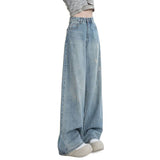 Vintage Scratched Broad-Legged Jeans Women's Spring And Summer 2026 Trend With New High-Rise Loose Thin Straight Trousers