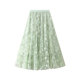 French Temperament Mesh Spliced Velvet Half-Dress Woman 2025 New High-Rise Thin A-Word Skirt 5215