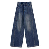 Vintage Casual Scimiter Jeans Women Trend New Design High-Rise Loose Loose Broad Leg Pants
