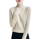 Line Ready-Upled Wool Blending 2026 Autumn And Winter Women's New Half-High Collar Temperament Slim Slim Knitted Shirt