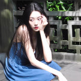 Girls Feel Klein Blue Dress Women Summer New Cute Reduced Age Small Man With Chic Sling Skirt
