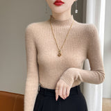 Wool Blended 2026 Autumn And Winter New Women's First-Line Ready-Upled Half-High Collar Strips To Repair Their Own Skin Knitted Bottom Sweater