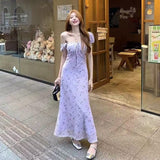 French Floral Short-Sleeved Dress Woman 2025 Summer New Temperament To Show Thin Bubble Sleeve Tea Breaker Dress