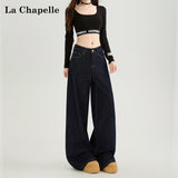 Dark Blue Tanning Straight Jeans Women's Autumn 2025 Trend With New High-Rise Thin Loose Leg Pants