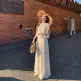 Thailand Chiang Mai Holiday Dress Suit Femininity Sleeveless Top Dress High Waist Half-Dress Design Two Sets