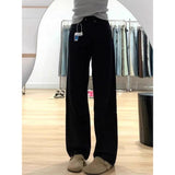 Pear-Shaped Figure Black Straight Jeans Women Winter Large Size Fat Mm High-Waisted Loose Cover Thin Broad Leg Trousers