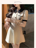Summer New Design Fashion POLO Collar Short-Sleeved Dress Woman Slime A Dress Hepburn Short Dress