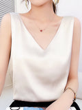 Silk Satin Double-Sedged Women's Vest 2026 Spring And Summer New Self-Repair V-Neck Short Temperament On The Top