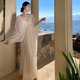 New Chinese-Style Dress Cold Chinese Style Greek Goddess Bat Sleeve Loose Dress Zen Lady Morning Robe Long Dress