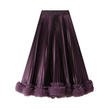 Temperament 100-Fold Petal Skirt Woman 2025 New High-End Sense A-Word Half-Body Skirt Wood Half Skirt 0661
