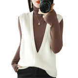 Wool Blending 2026 Autumn And Winter 5 Women's New Short Loose Big V-Neck Solid Color Jacket Outside The Knitting Vest