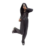 Salt Leisure Sportswear Suit Women's Spring And Autumn Port Style Retro Loose Thin Hooded Sweaty Two-Piece Set
