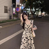 Hepburnian Small Flying Sleeve Dress Long Super Fairy Slimming High-Waisted Small Sweet Floral French Dress
