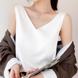 Silk Satin Double-Sedged Women's Vest 2026 Spring And Summer New Self-Repair V-Neck Short Temperament On The Top
