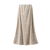Diamond Velvet Dress Women Autumn And Winter New Korean Version Of High-Waist A Skirt In The Long-Term Slim Stumbling Skirt 0517