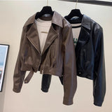 Brown PU Leather Coat Women's Spring And Autumn 2025 New Loose Port Wind Small Jacket Locomotive Shirt