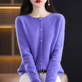 Line Ready-Sheed Seamless 100% Pure Wool 2026 Autumn And Winter New Women's Short Collar Loose Knitted Sweater Coat