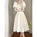 French Black Dress Women 2026 Summer New Niche Side To Receive Waist Thin Temperament Korean Version Bubble Sleeve Dress