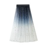 Half-Body Skirt New Gradient Fashion Long-Colored Star-Colored Bright-Spelled Starlight Tight Waist Mesh Yarn Star Dress Women 8170