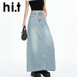 Light Blue Cowboy Dress Girl Trend Hit The New Summer Slim Small Long Dress