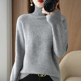 Wool Blended 2026 Autumn And Winter New Short Lady Korean Version Of High-Necked Loose Solid Color Knitted Bottom Sweater