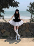 Rich Family Temperament Princess Phony Dress Girl Spring And Autumn 2025 New Velvet Mesh Sleeveless Skirt