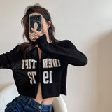 Summer Jazz Sexy Umbilly Short Ice Blouse Dancing Knitted Shirt Striped Long-Sleeved Sunscreen T-Shirt Girl
