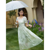 French Sweet Dizzy Stained Flower Dress Female Summer Small High-End Temperament To Waist Fairy Holiday Dress
