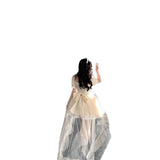 French Thousand Gold Wind Bow Bowed Flowery Princess Poneng Fine Glittering Tail Dress Woman