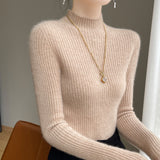 Wool Blended 2026 Autumn And Winter New Women's First-Line Ready-Upled Half-High Collar Strips To Repair Their Own Skin Knitted Bottom Sweater