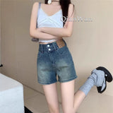 Vintage Elastic Denim Shorts Women Summer New Small High-Waisted Hot Trousers