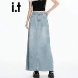 Light Blue Cowboy Dress Girl Trend Hit The New Summer Slim Small Long Dress